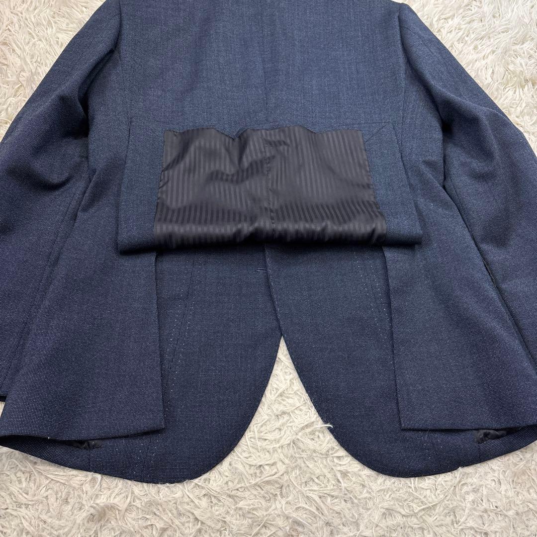 美品☆【タカキュー】ダブルベスト　ピンチェック　3ピース　ネイビー　Y4 S〜M