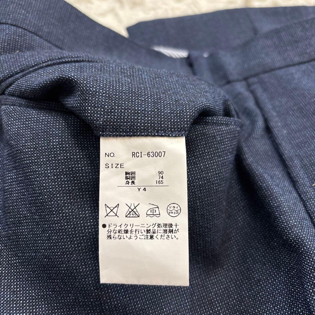 美品☆【タカキュー】ダブルベスト　ピンチェック　3ピース　ネイビー　Y4 S〜M