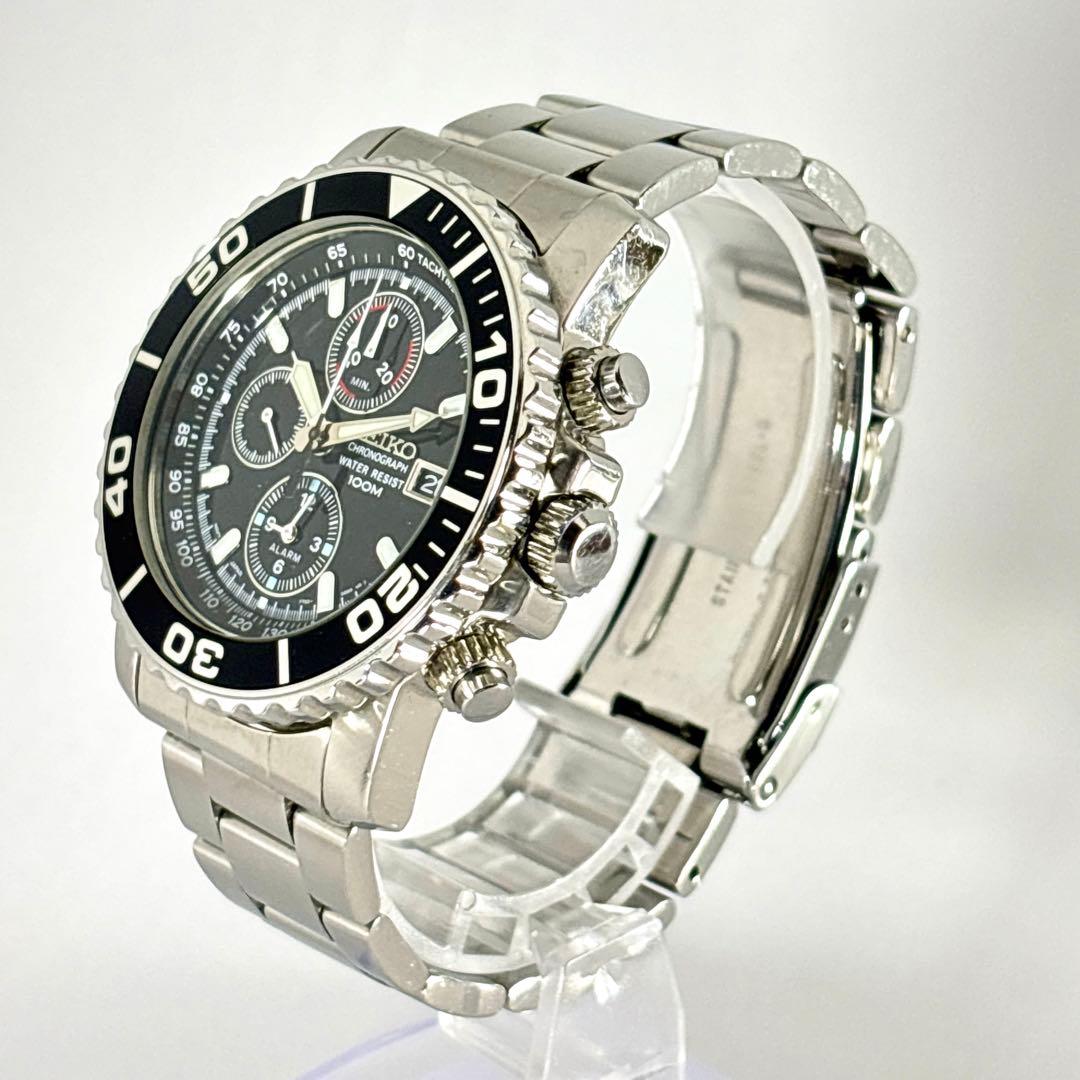 【新品電池交換 稼働】SEIKO ダイバーズウォッチ メンズ時計 クロノグラフ.