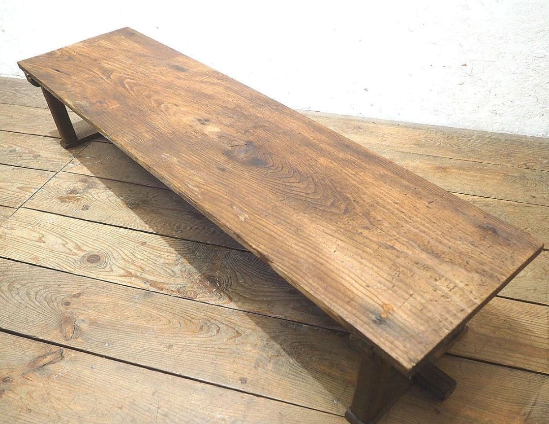 1351　レトロな長テーブル　文机　陳列台　展示台　ローテーブル　古家具　古道具