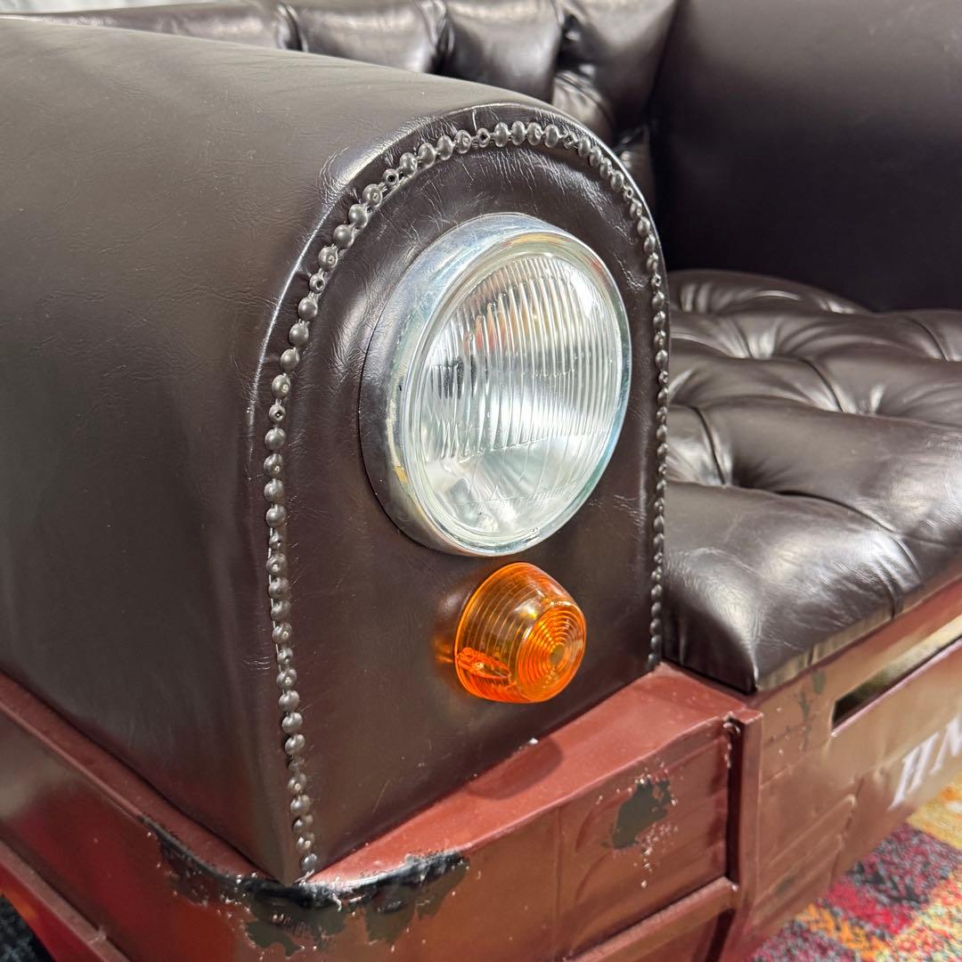 F【送料込み】ヴィンテージカー風 1人掛けソファ 1P ビンテージ 旧車