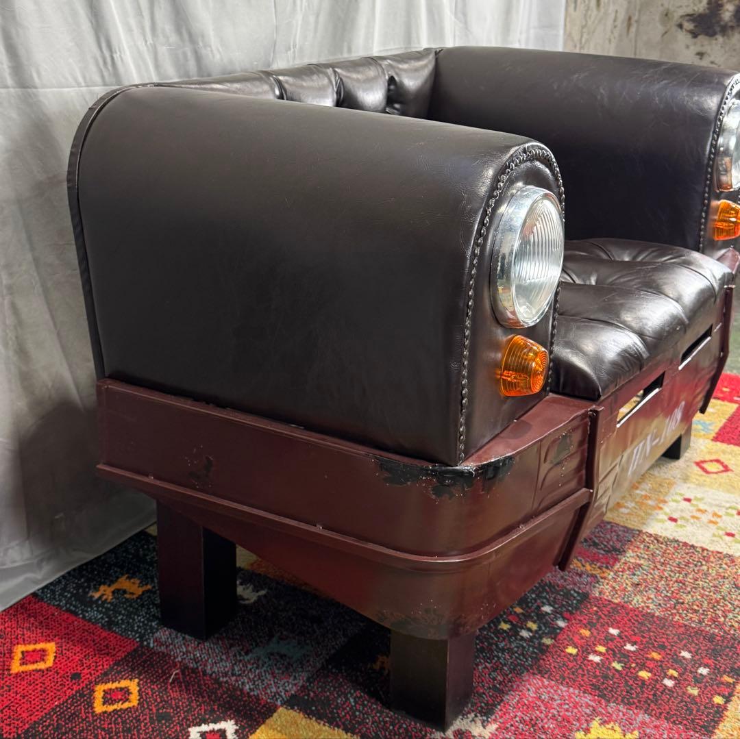 F【送料込み】ヴィンテージカー風 1人掛けソファ 1P ビンテージ 旧車