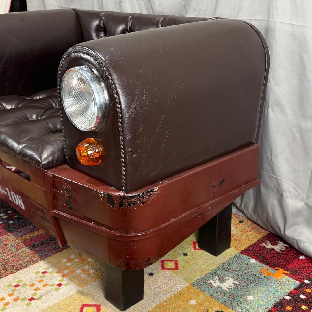 F【送料込み】ヴィンテージカー風 1人掛けソファ 1P ビンテージ 旧車