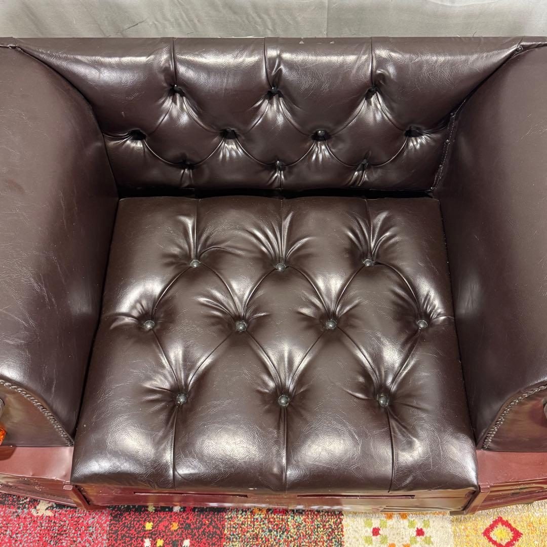 F【送料込み】ヴィンテージカー風 1人掛けソファ 1P ビンテージ 旧車