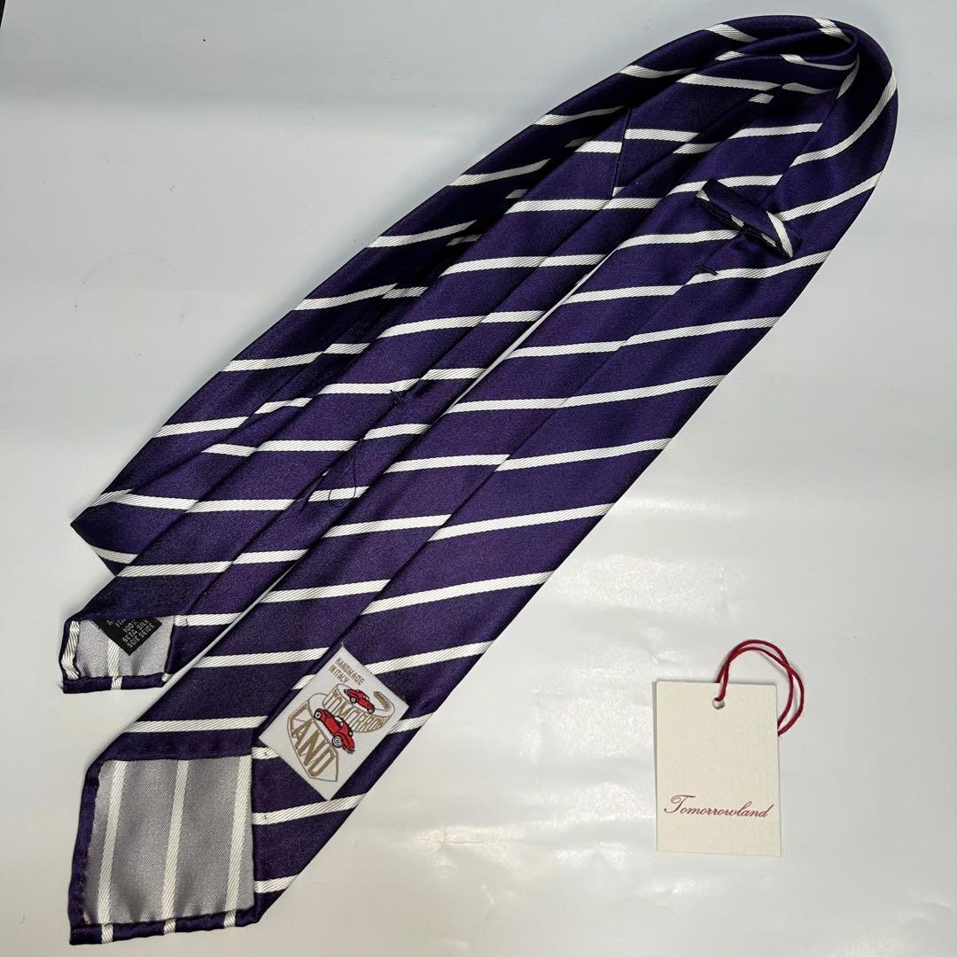 アットヴァンヌッチ トゥモローランド セッテピエゲ 紫シルク ストライプ