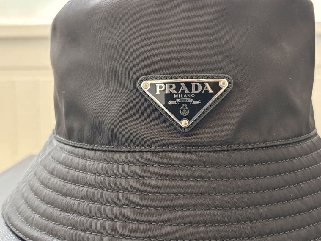 ★PRADA★プラダ/バケットハット/フェドラ/帽子/トライアングル/黒/バケハ