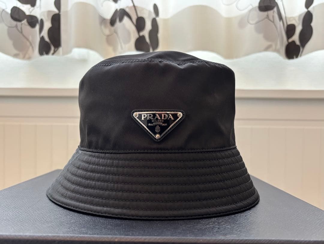 ★PRADA★プラダ/バケットハット/フェドラ/帽子/トライアングル/黒/バケハ