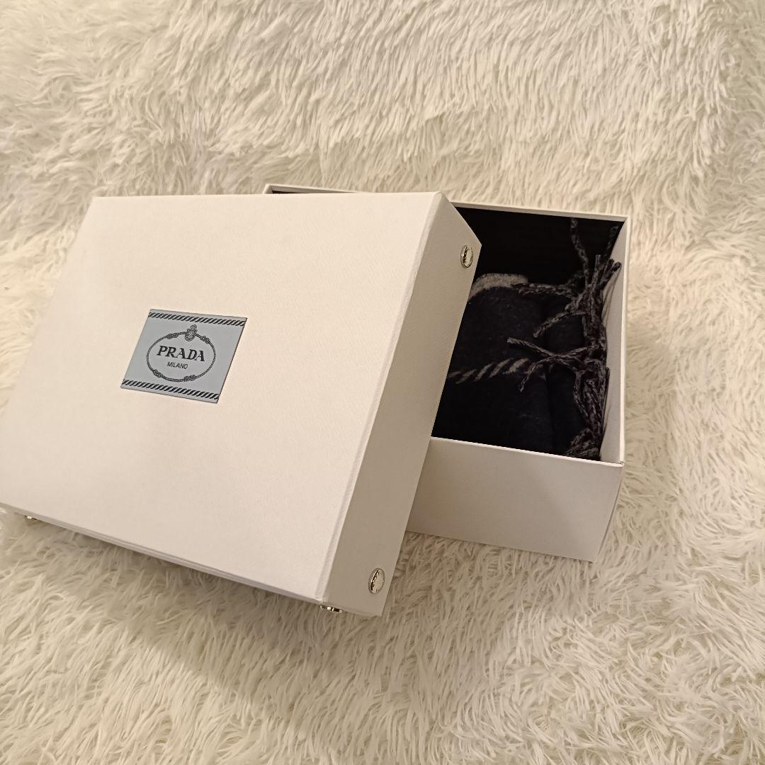 極美品✨️保存箱　PRADA　ウールマフラー ネイビー　プラダ