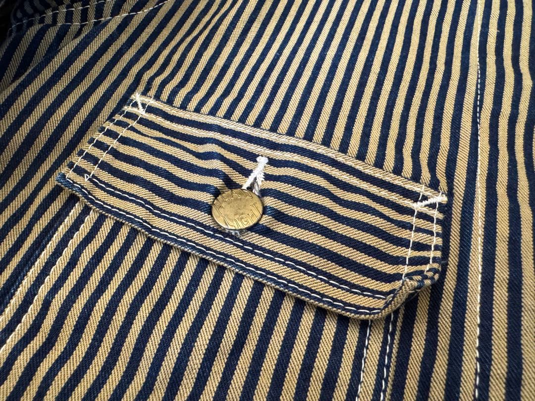 【限定】HEAD LIGHT ヘッドライト　ストライプ　カバーオール　ジャケット