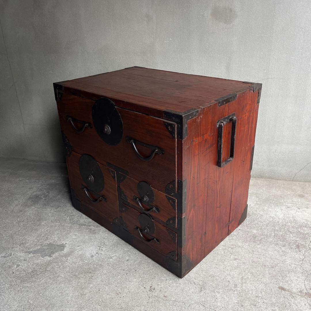 和製アンティーク 明治大正期 会津箪笥 引手金具 小振りサイズ 引き出し