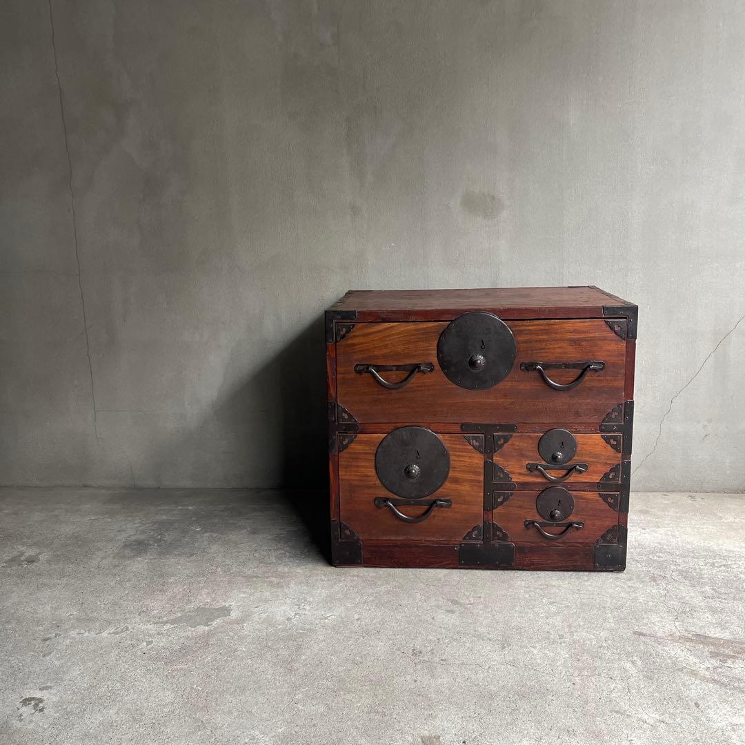 和製アンティーク 明治大正期 会津箪笥 引手金具 小振りサイズ 引き出し