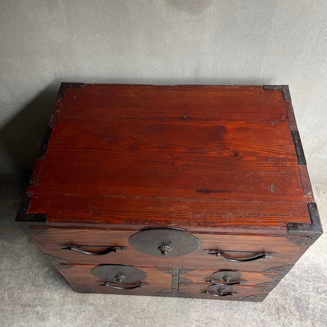 和製アンティーク 明治大正期 会津箪笥 引手金具 小振りサイズ 引き出し