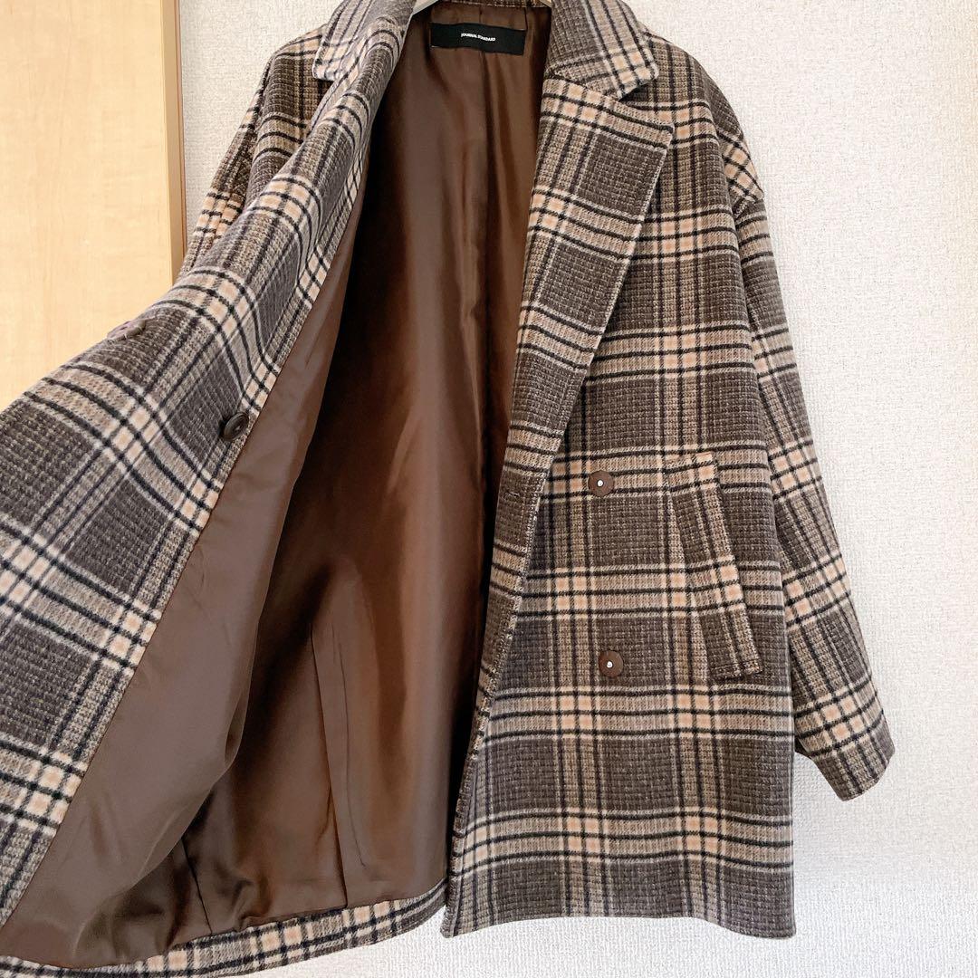 ジャーナルスタンダード　スーパー140ビーバーテーラーコート　グレンチェック