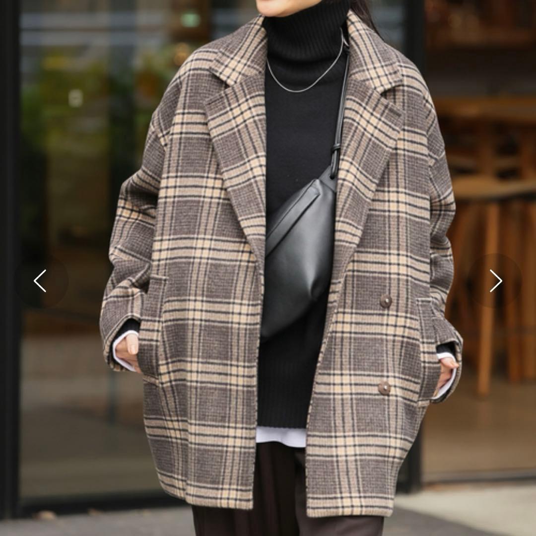 ジャーナルスタンダード　スーパー140ビーバーテーラーコート　グレンチェック