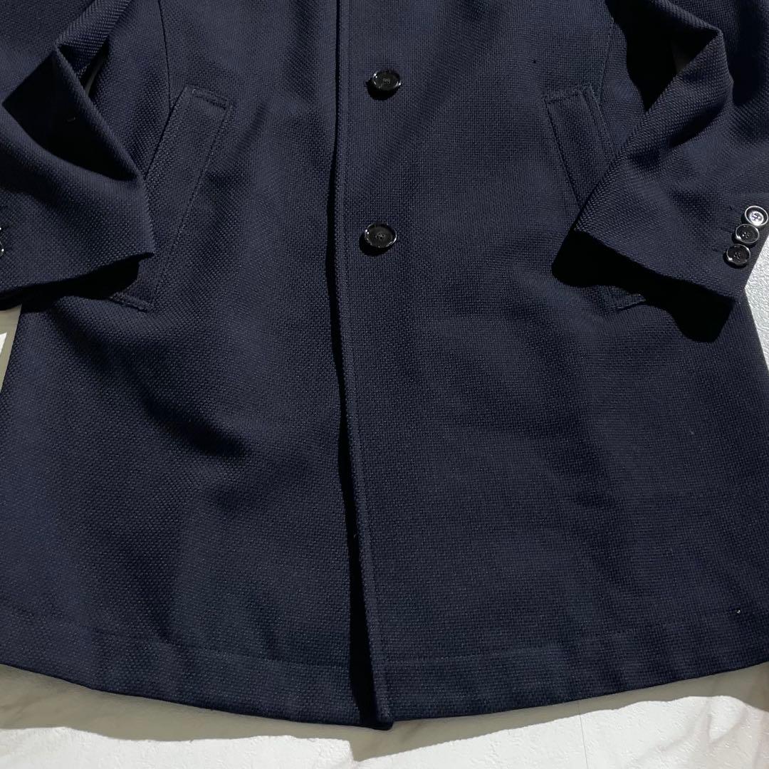 極美品✨ ヒューゴボス スタンドカラー コート ウール素材 L相当 ネイビー