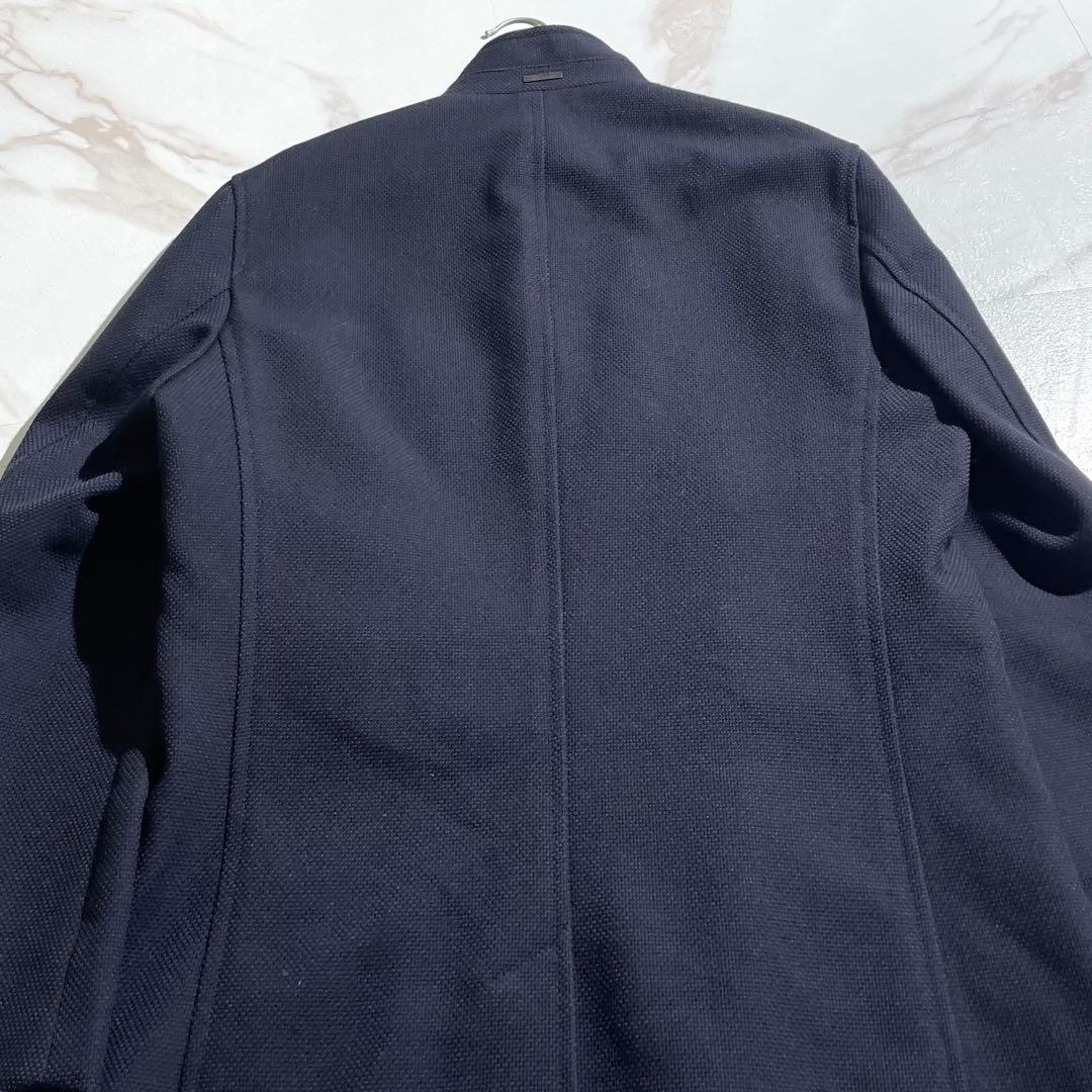 極美品✨ ヒューゴボス スタンドカラー コート ウール素材 L相当 ネイビー