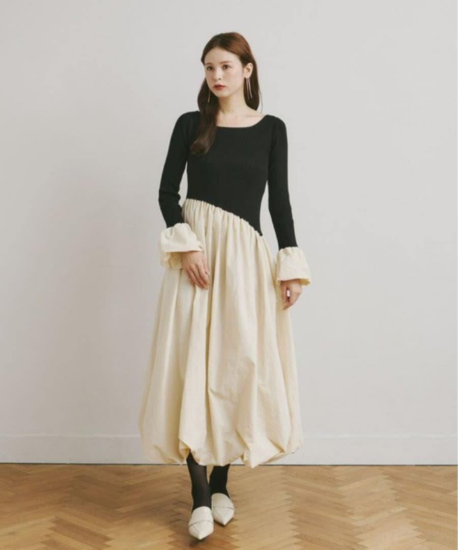 Olu. ニットドッキングバルーンワンピース