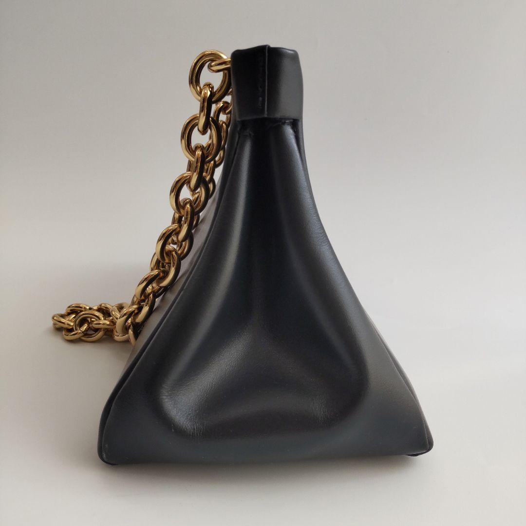 美品 デメリエー レザー ゴールド チェーン ショルダーバッグ ブラック