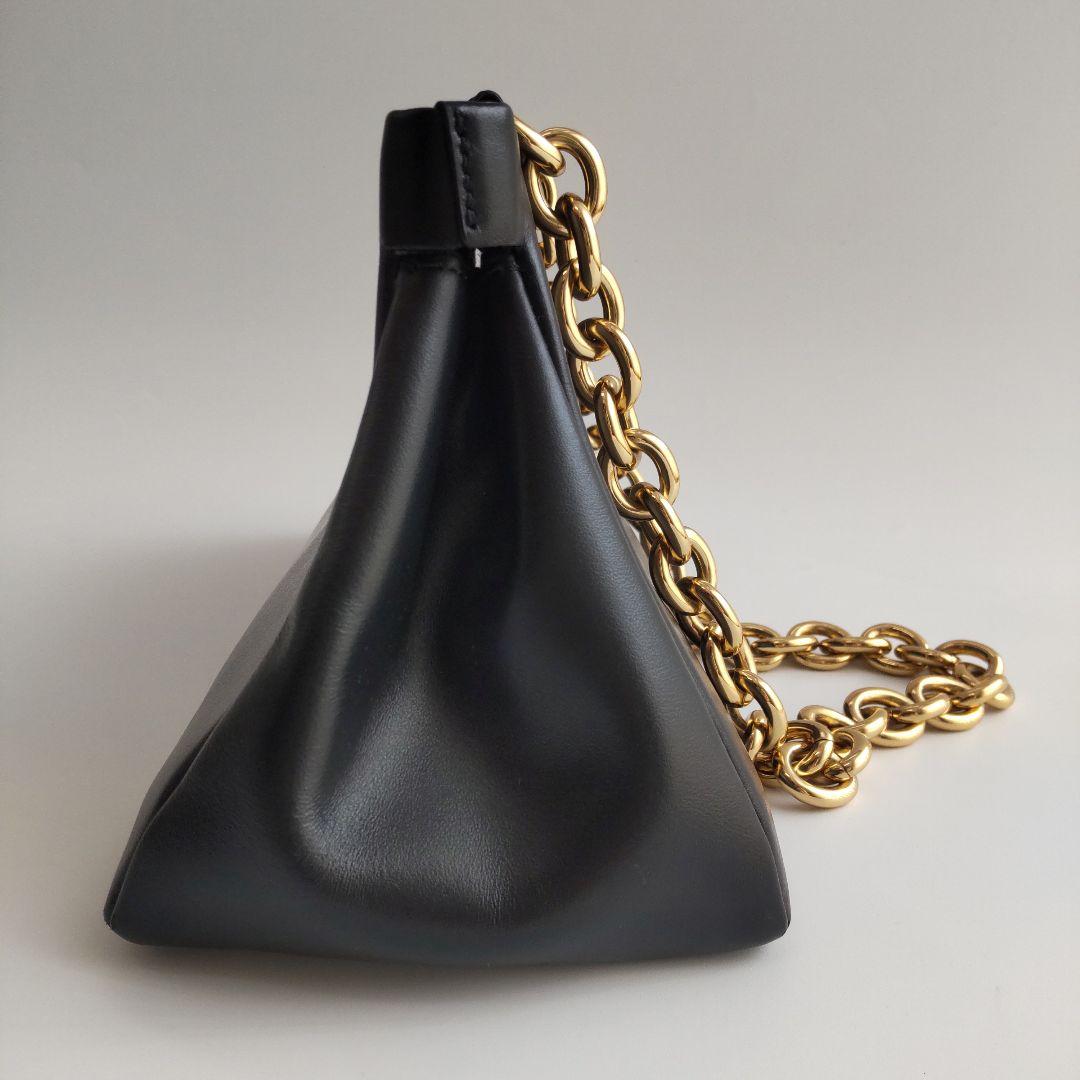 美品 デメリエー レザー ゴールド チェーン ショルダーバッグ ブラック