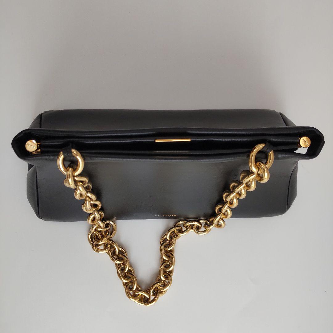 美品 デメリエー レザー ゴールド チェーン ショルダーバッグ ブラック