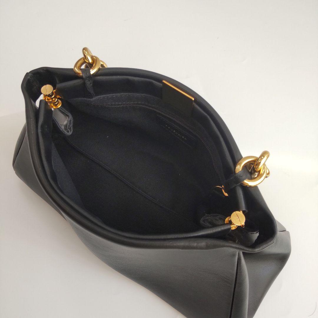 美品 デメリエー レザー ゴールド チェーン ショルダーバッグ ブラック