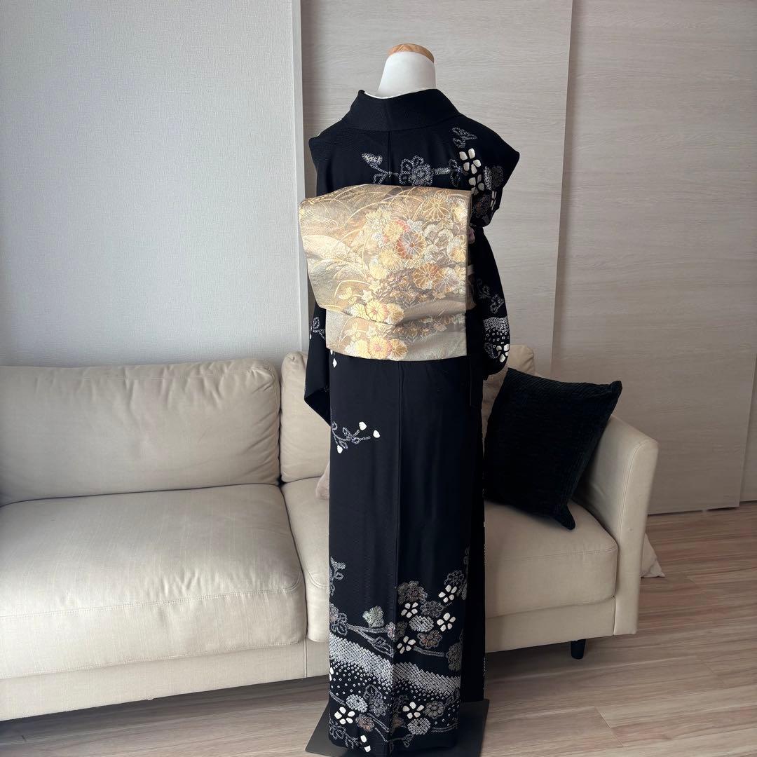 訪問着　フルセット　着物　帯　帯締め　帯締め　黒