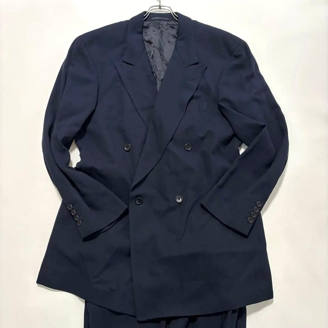 美品 希少 ヒューゴボス シルクウール 2XL スーツ セットアップ ダブル