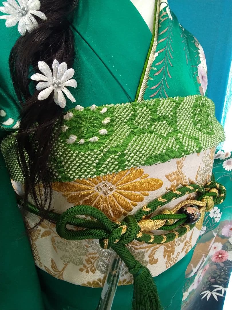 振袖フルセット、正絹振袖、成人式、重ね衿帯揚げ帯締め、西陣袋帯、長襦袢