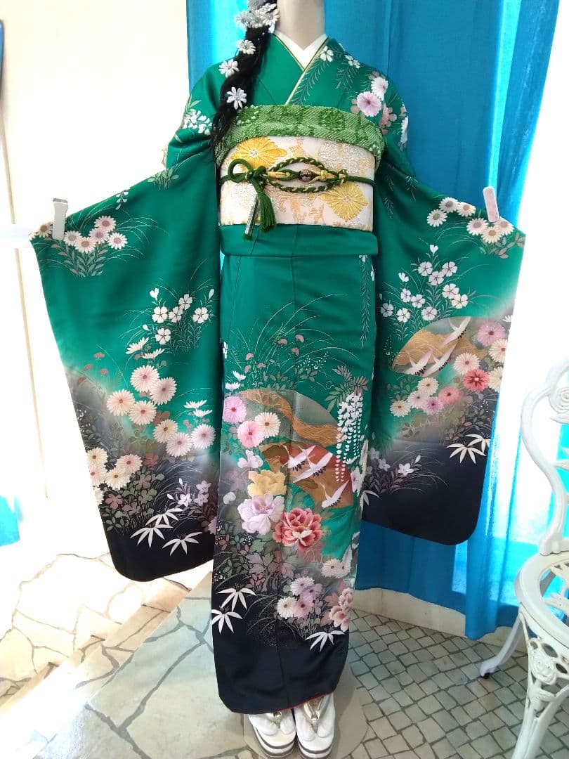 振袖フルセット、正絹振袖、成人式、重ね衿帯揚げ帯締め、西陣袋帯、長襦袢