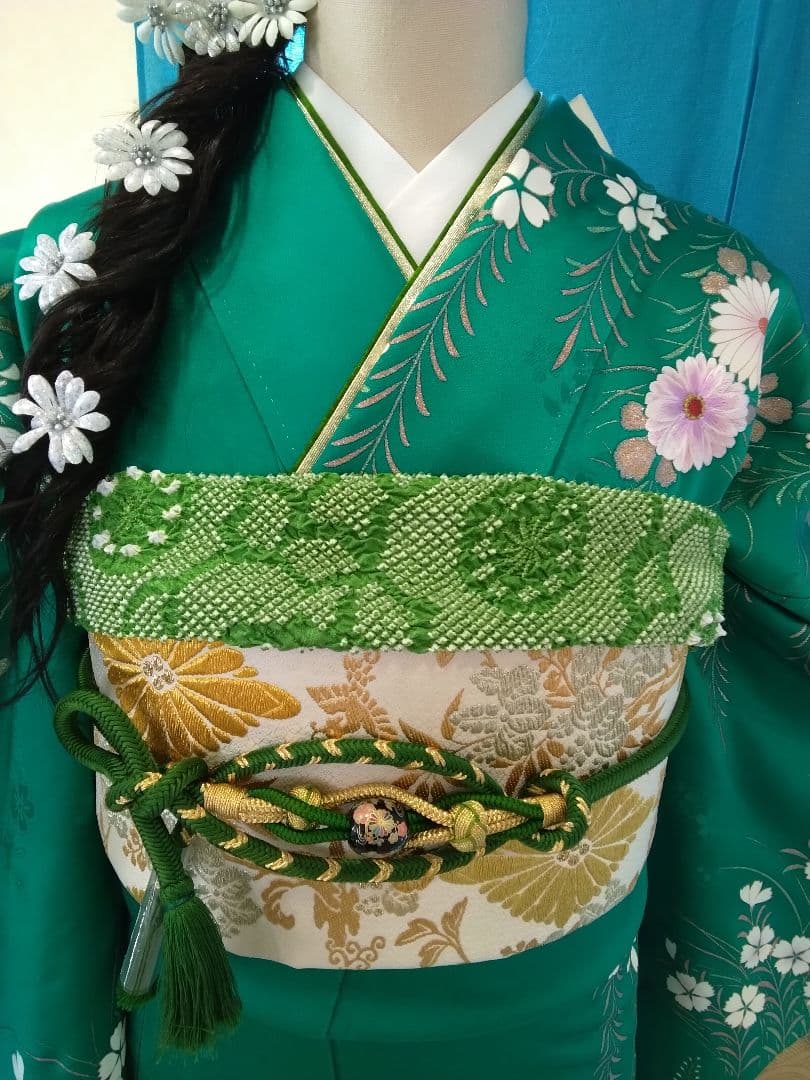 振袖フルセット、正絹振袖、成人式、重ね衿帯揚げ帯締め、西陣袋帯、長襦袢