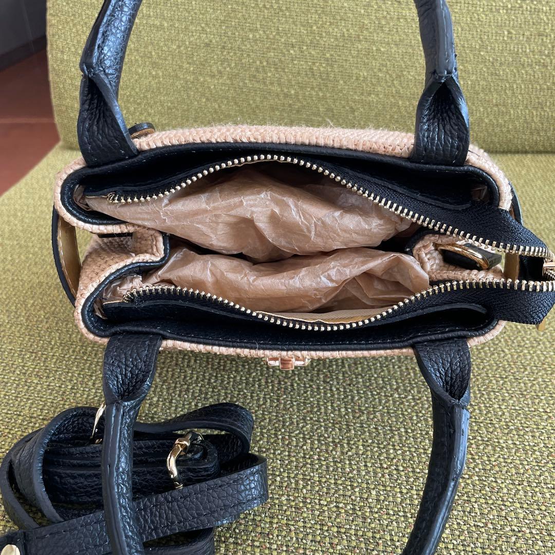 L’ARTIGIANO かごバッグ ベージュ ブラック イタリア製