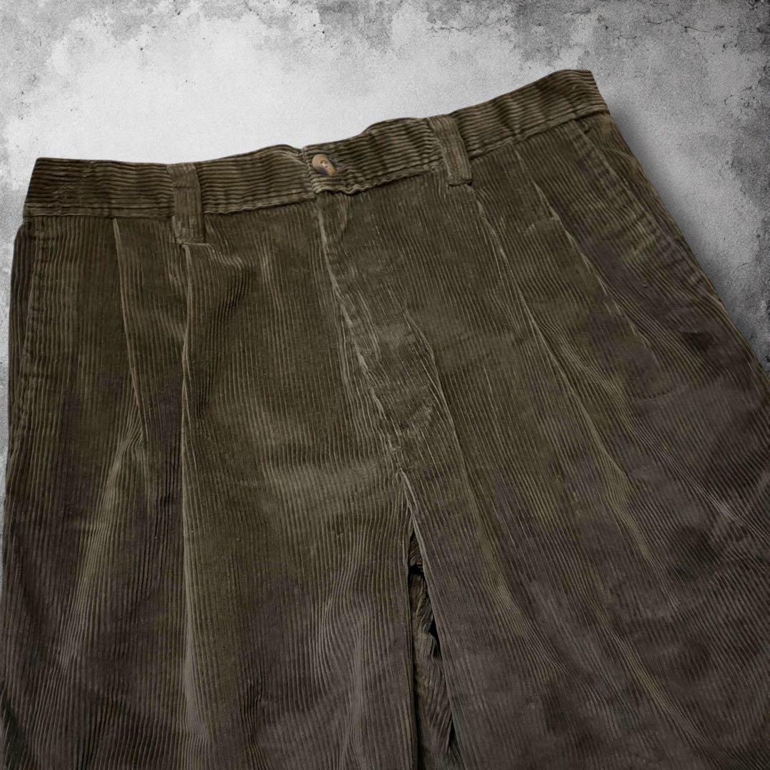 90s USA ツータック太畝コーデュロイパンツ ワイドチノパン ヴィンテージ