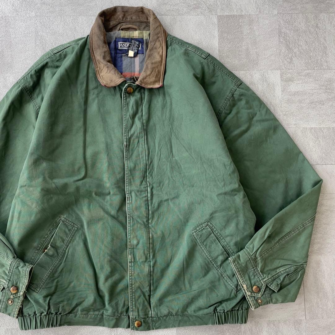 90s LANDS’END Leather Collar Hunting XL