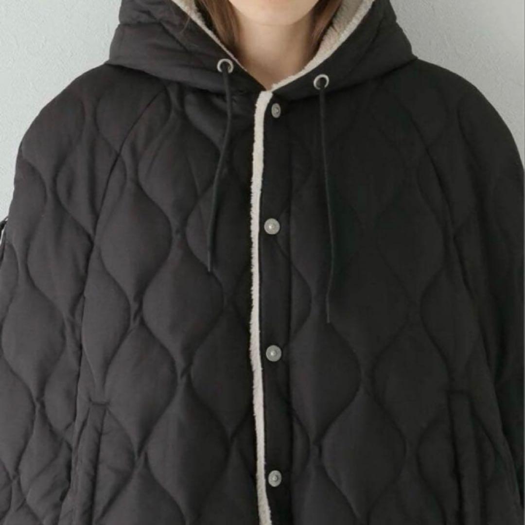 未使用【TAION 】タイオンMILITARY キルティングダウンケープ 黒