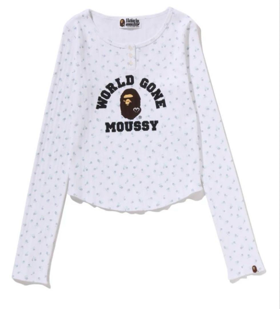 【 BAPE X MOUSSY 】HENRY NECK L/S TEE