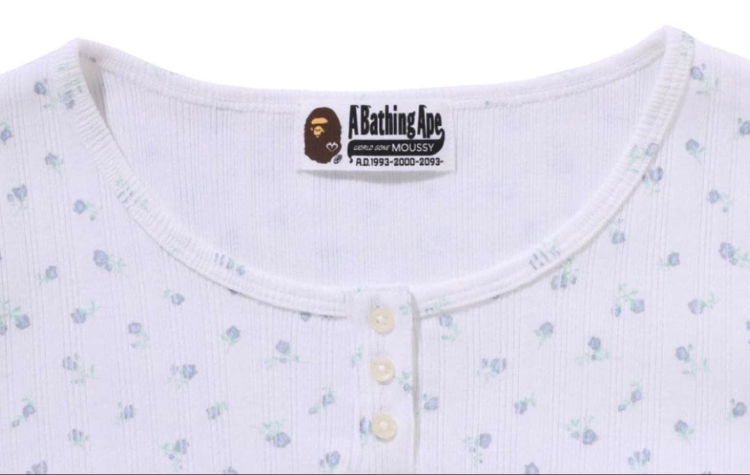 【 BAPE X MOUSSY 】HENRY NECK L/S TEE