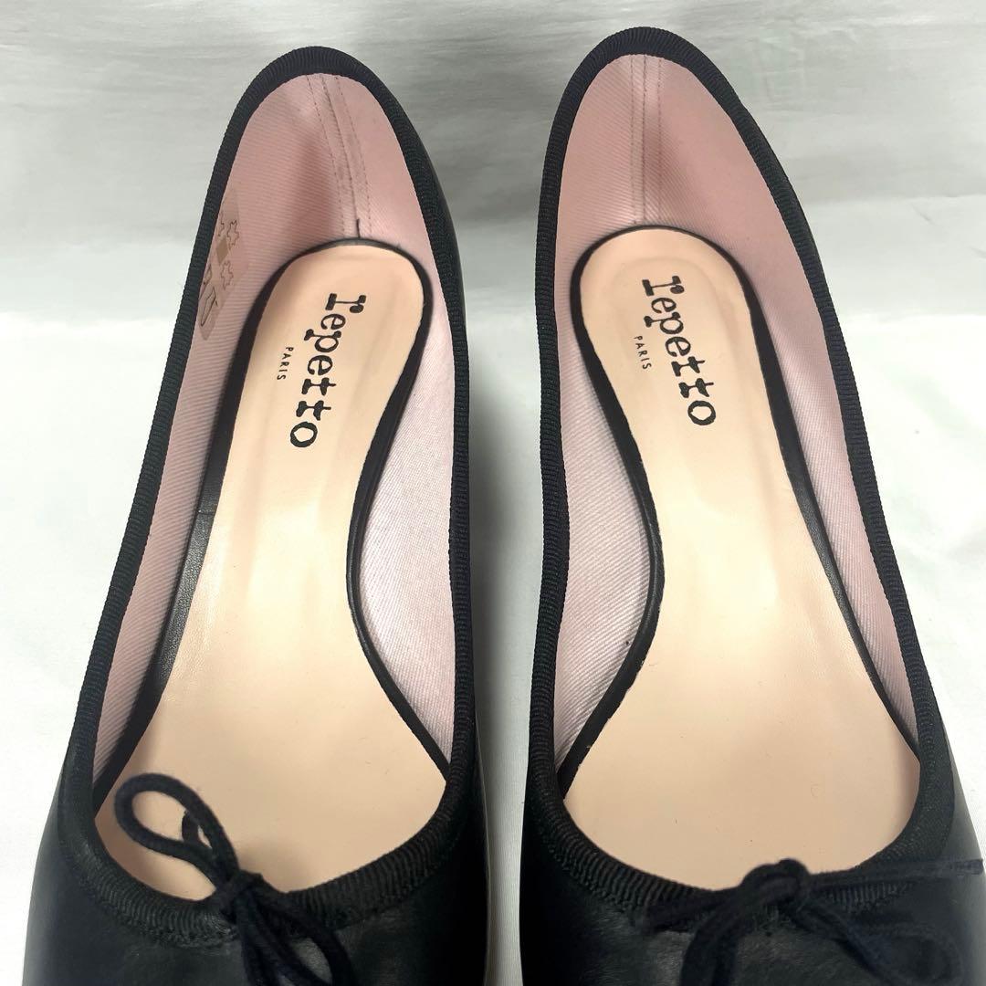 ★レペット/チャンキーヒール/パンプス/レザー/ブラック/24cm