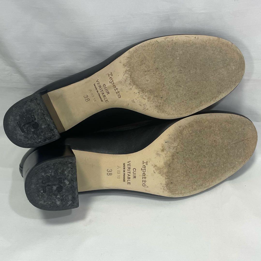 ★レペット/チャンキーヒール/パンプス/レザー/ブラック/24cm