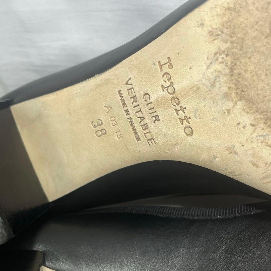 ★レペット/チャンキーヒール/パンプス/レザー/ブラック/24cm