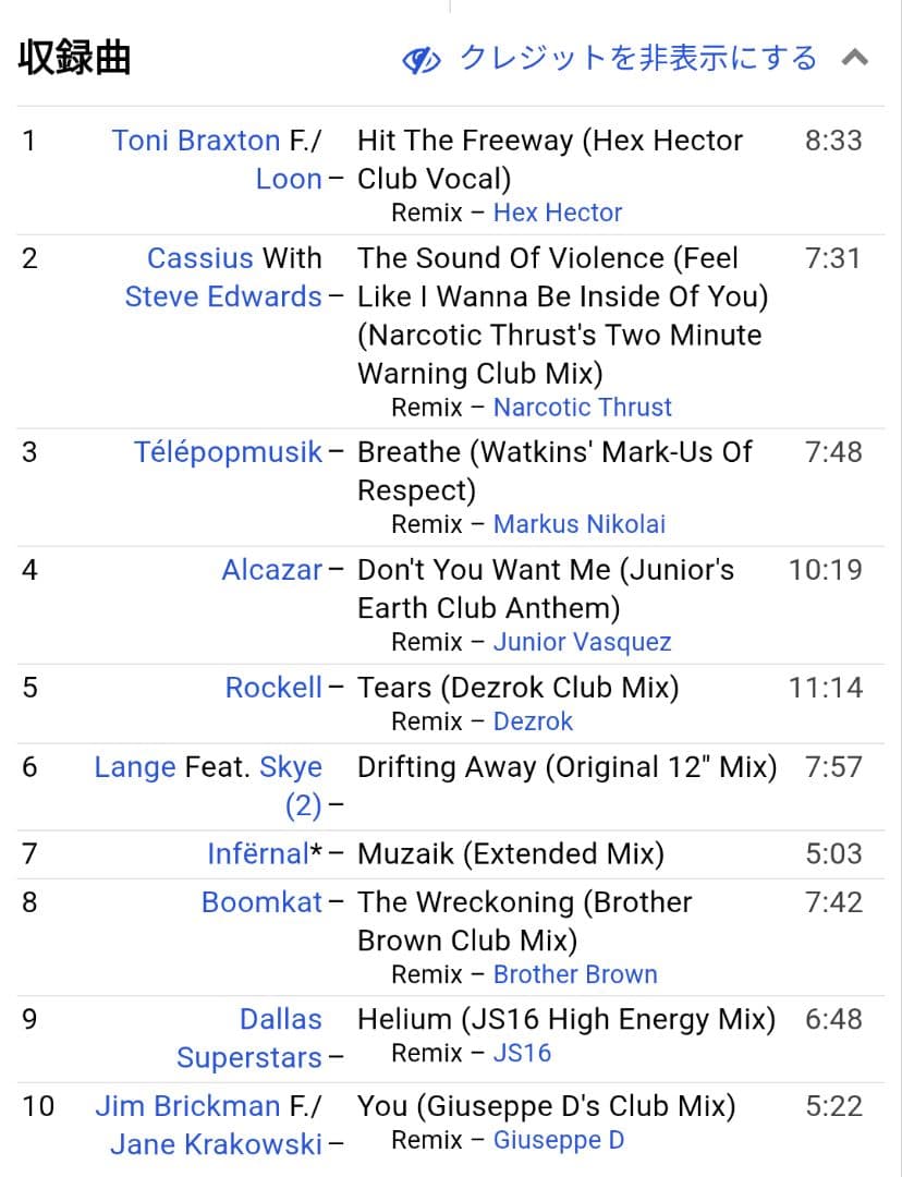 洋楽 Toni Braxton,Hex Hector,Junior Vasquez