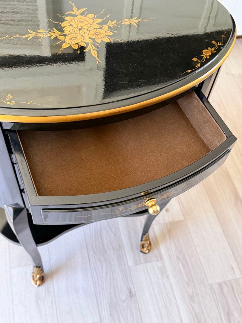 猫脚キャビネット アンティーク 3段引き出し 花台　電話台 レトロ