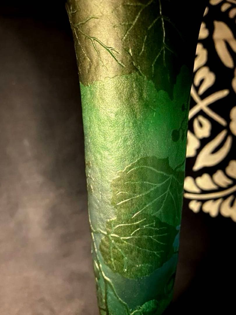 北一硝子　アンティーク調　ガレ風花瓶　一輪挿し　葡萄　アールヌーボー　レア