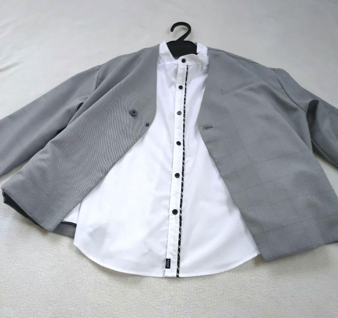 miel_cherin　グレー フォーマルスーツ ノーカラーシャツ　150