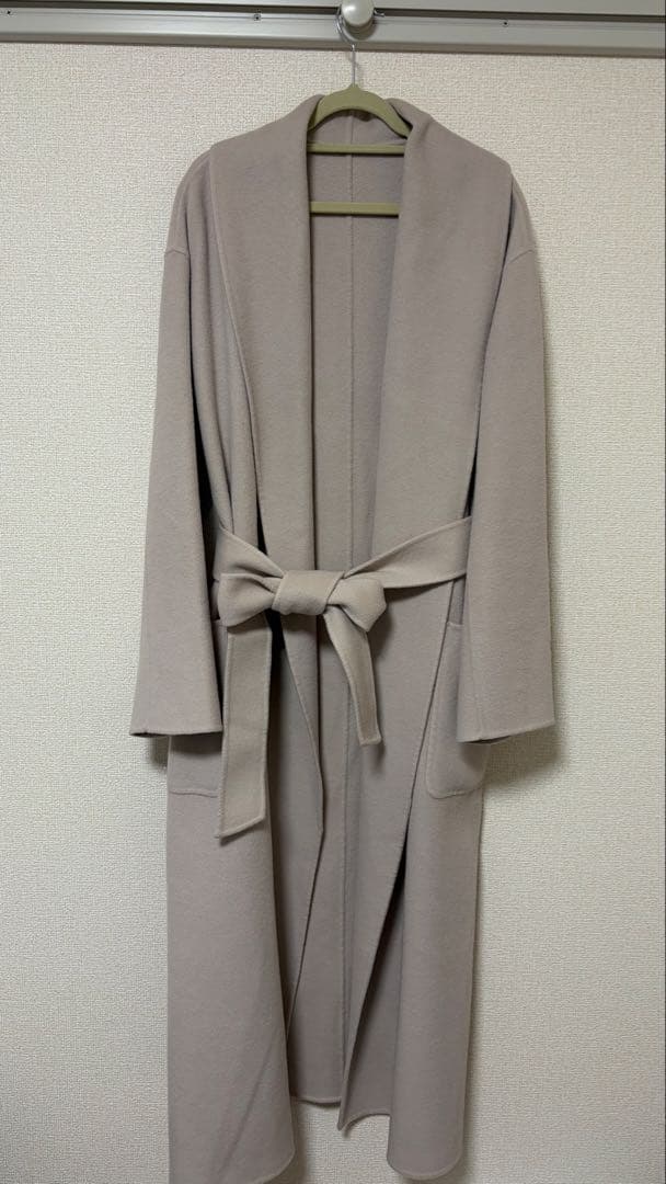 クルミ【カシミヤ混】allureville リバーコート ロング ベージュ