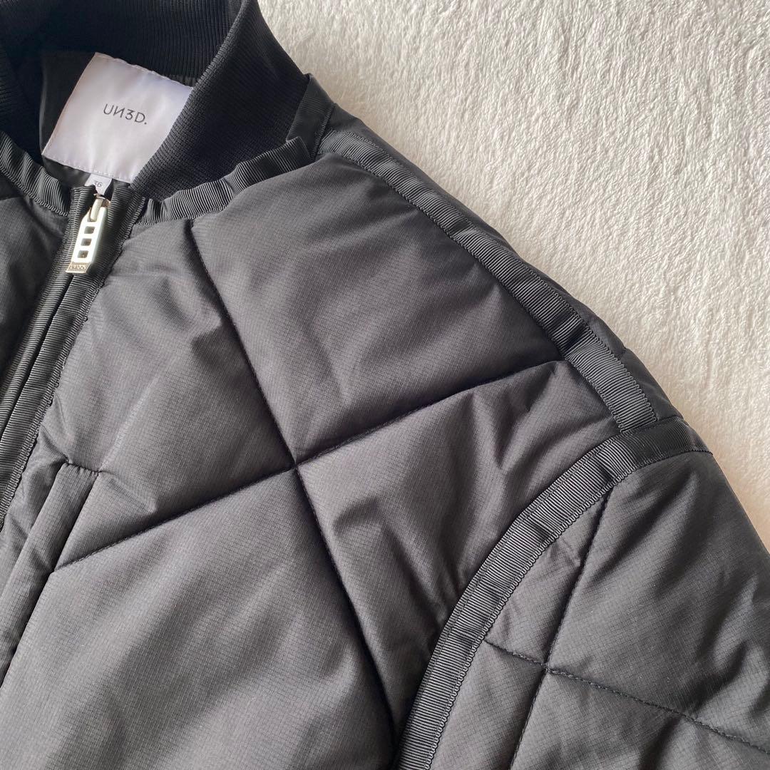 【美品】UN3D. アンスリード レイヤードキルティングブルゾン　36 ブラック