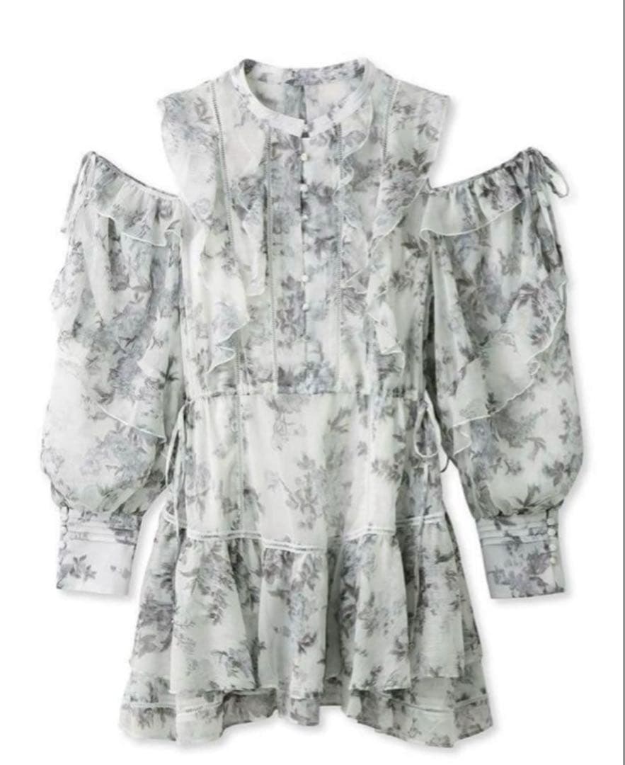 snidel プリントフリルシフォンミニワンピース