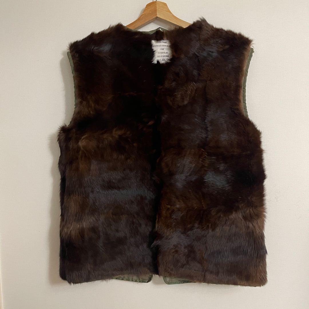 ドイツ軍　ラビットファー ライナー ベスト ミリタリー 古着 ビンテージ　ユーロ