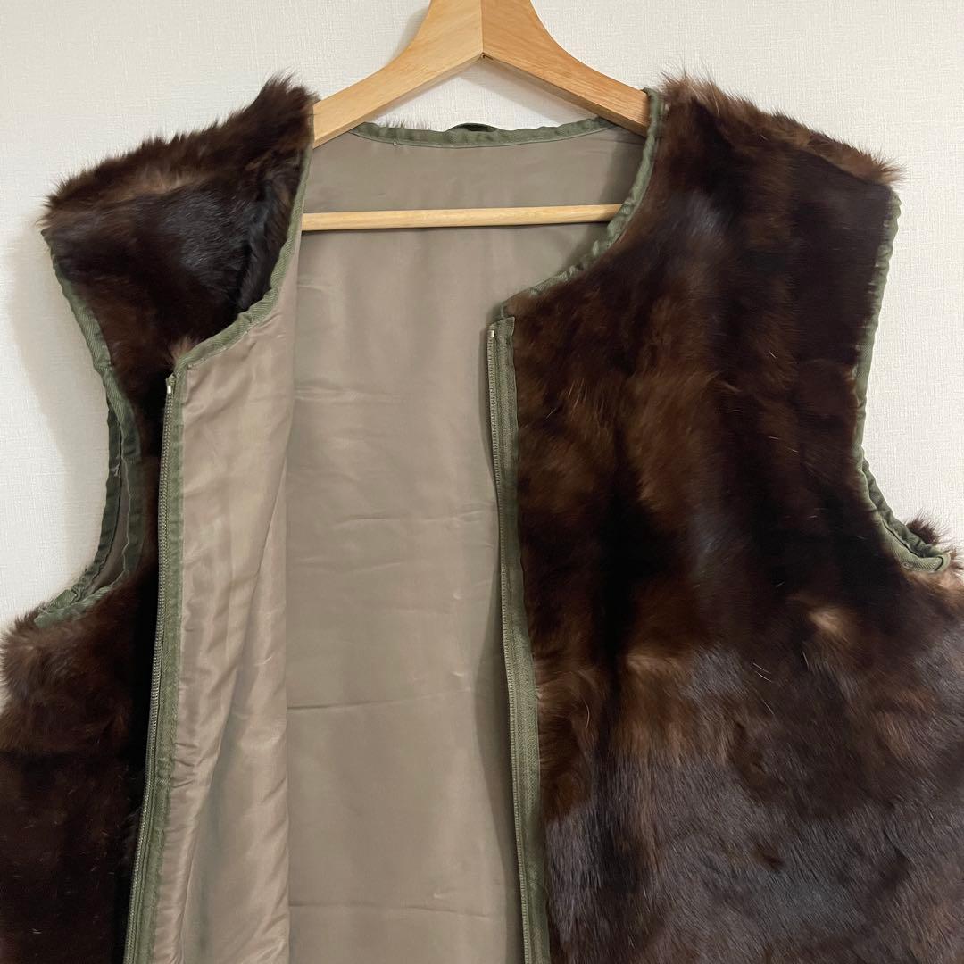 ドイツ軍　ラビットファー ライナー ベスト ミリタリー 古着 ビンテージ　ユーロ