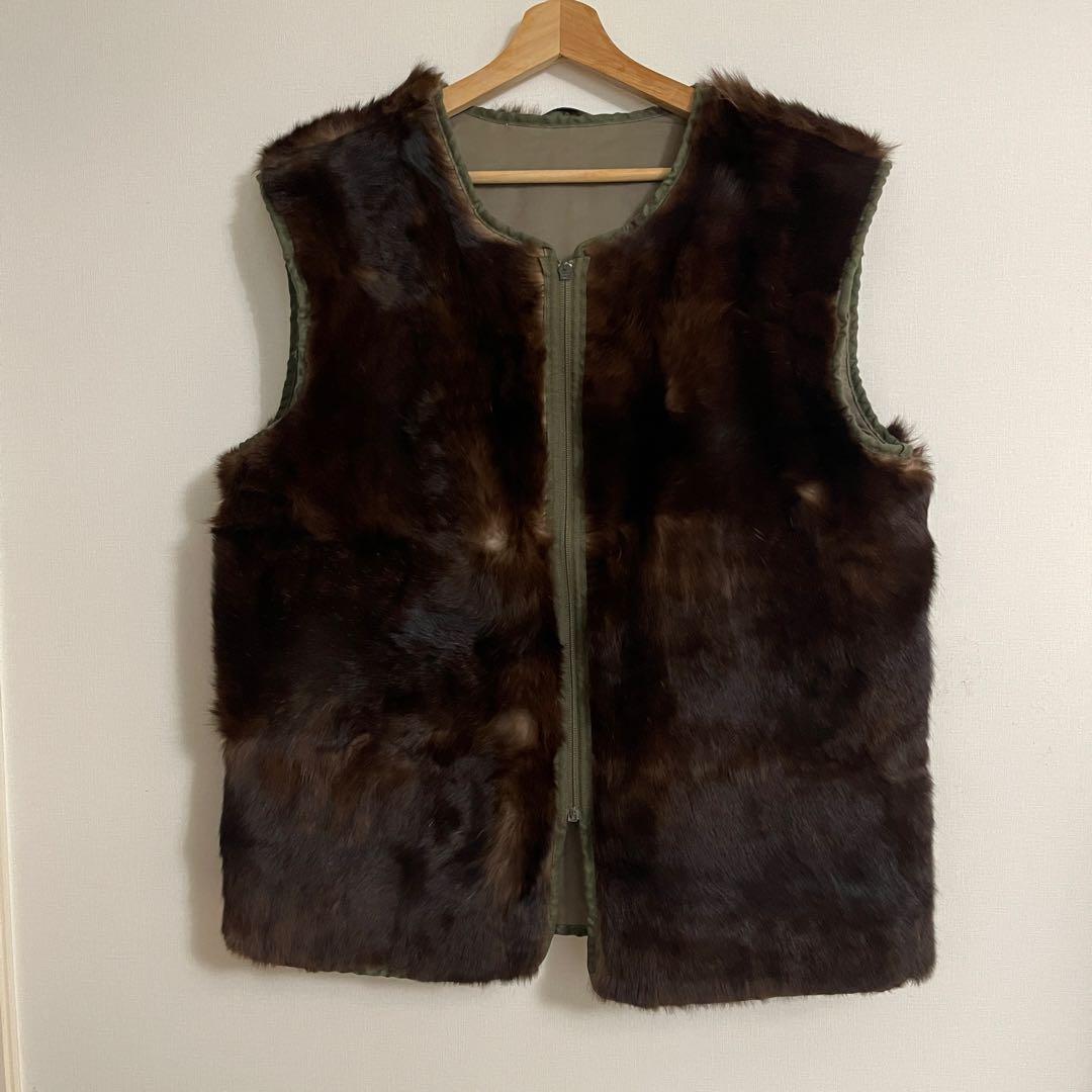 ドイツ軍　ラビットファー ライナー ベスト ミリタリー 古着 ビンテージ　ユーロ