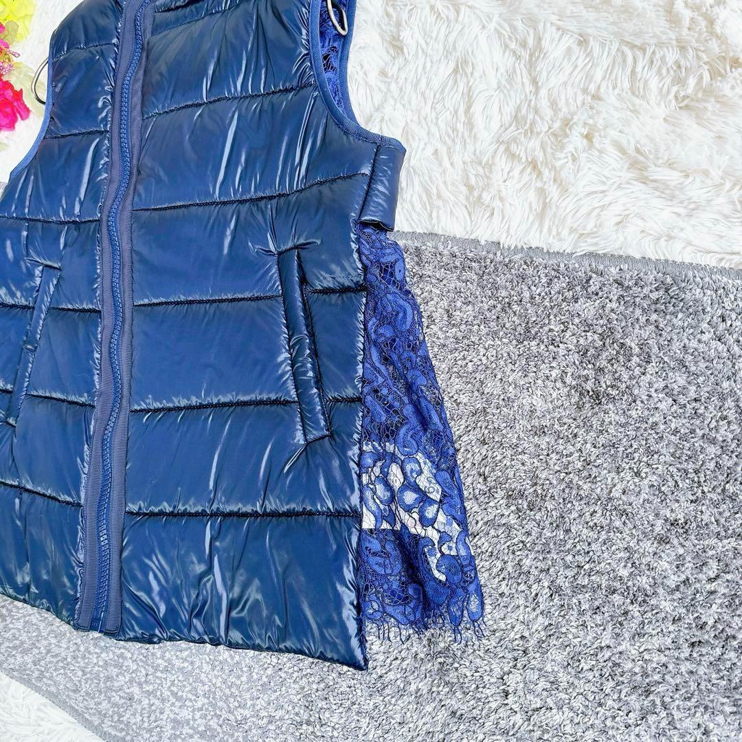 サカイ ダウンベスト　中綿　レース　ドッキング　再構築　ネイビー　レディース